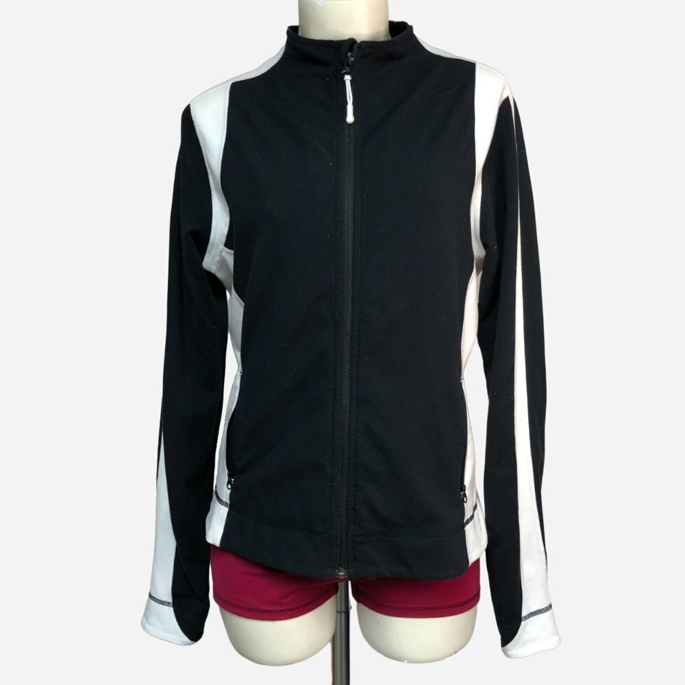 LULULEMON Black & White Athletic Zip Up Jacket Size 10/12
